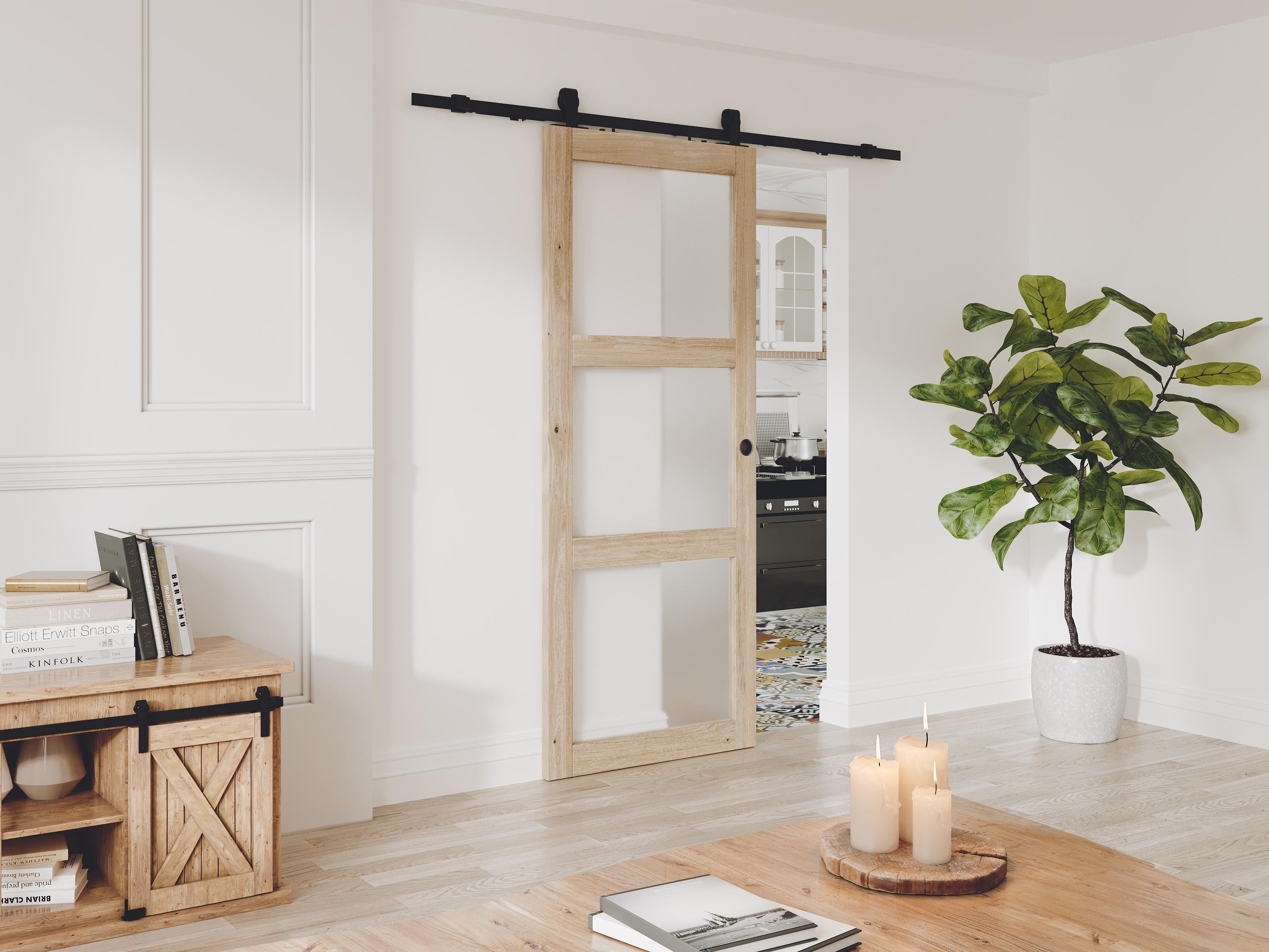 Puertas correderas de madera y cristal