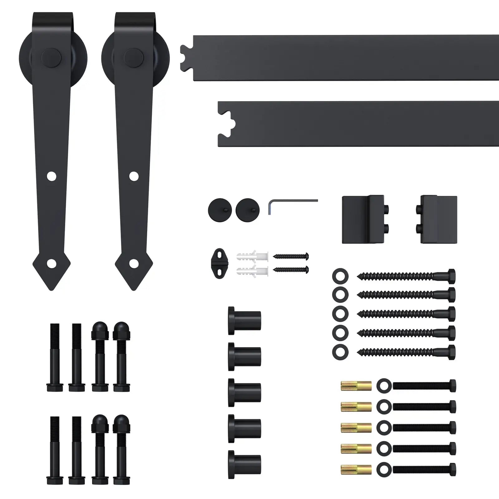 Herraje para Puerta Corredera 200 cm Tipo Flecha Kit de Accesorios para Puerta Corrediza Granero de Madera Negro