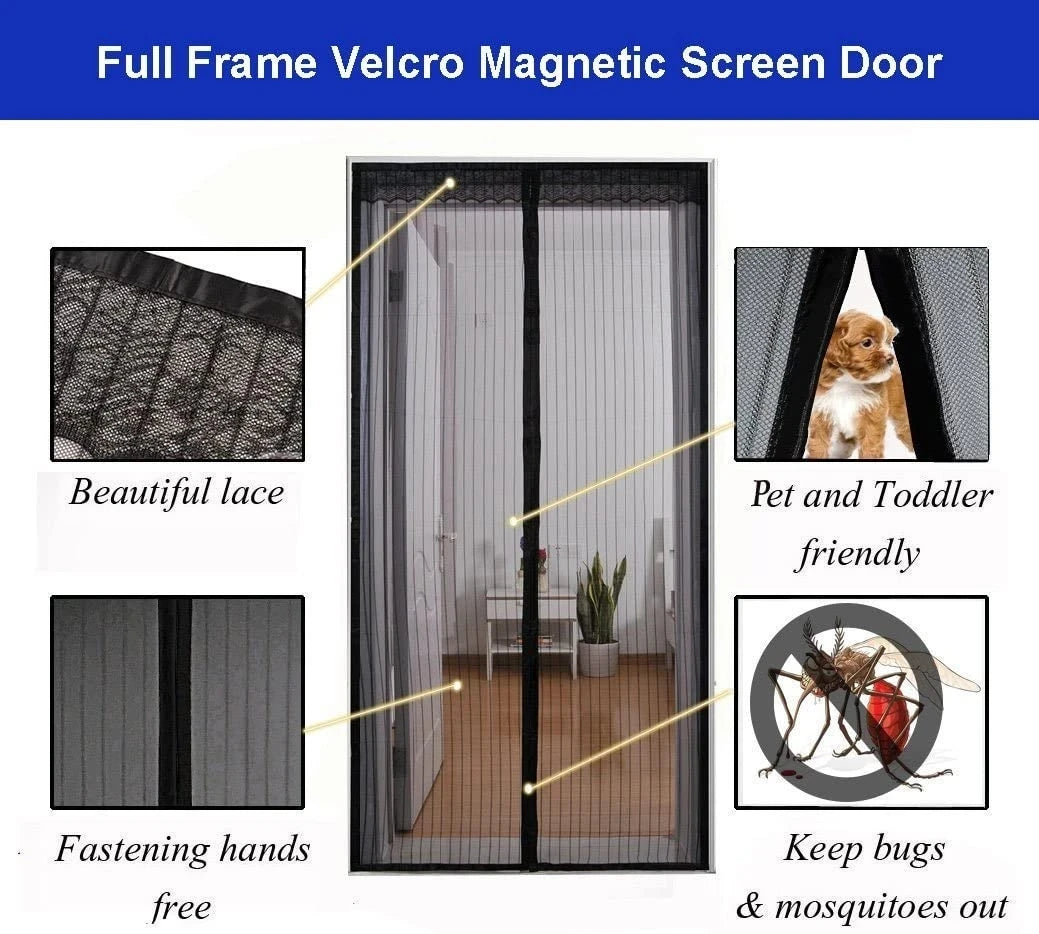 Reinforced Magnetic Screen Door Curtain Net anti Insect Mesh Fly Screen Mosquito Protection Net Room Divider Folding Screen Wall
