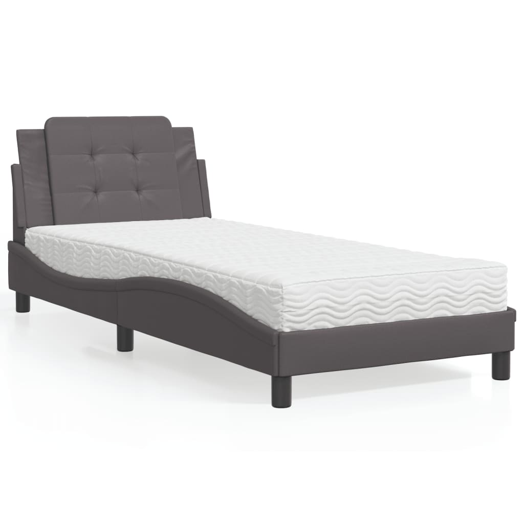 Cama Con Colchón Cuero Sintético