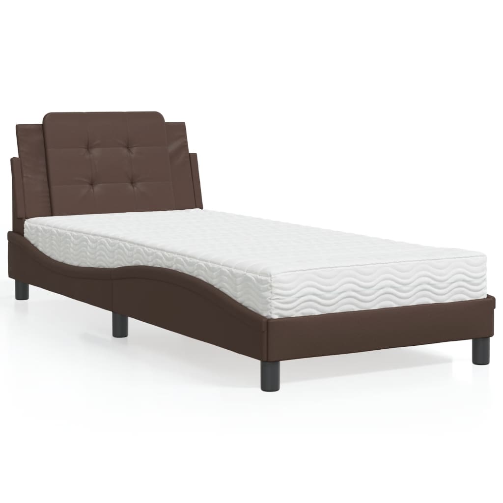 Cama Con Colchón Cuero Sintético