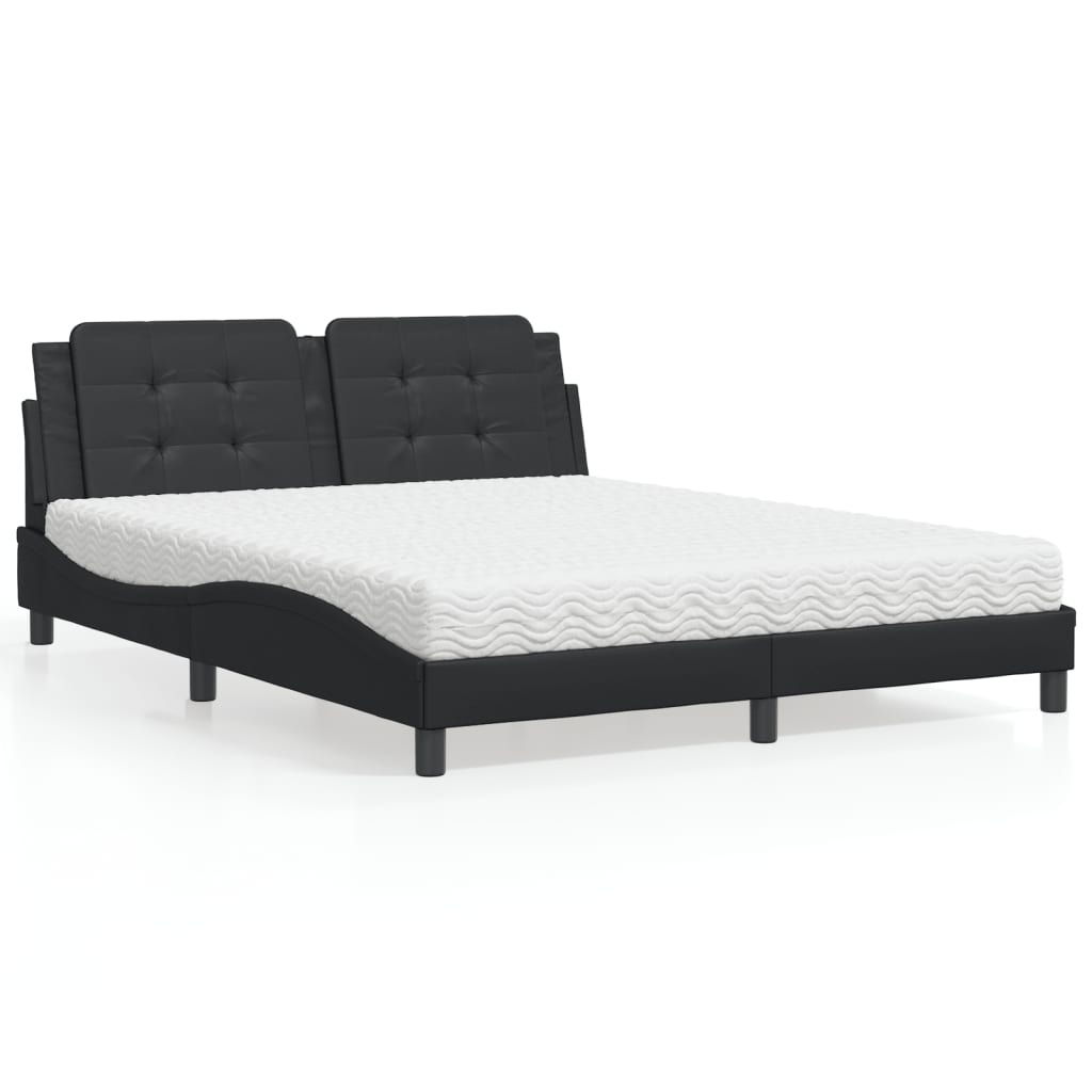 Cama Con Colchón Cuero Sintético