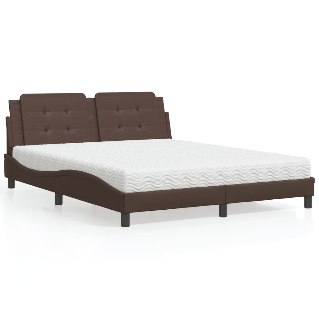 Cama Con Colchón Cuero Sintético