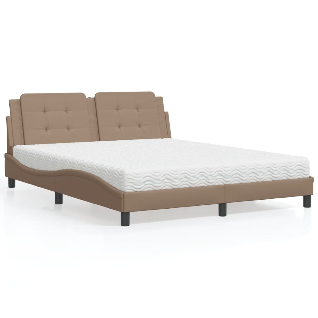 Cama Con Colchón Cuero Sintético
