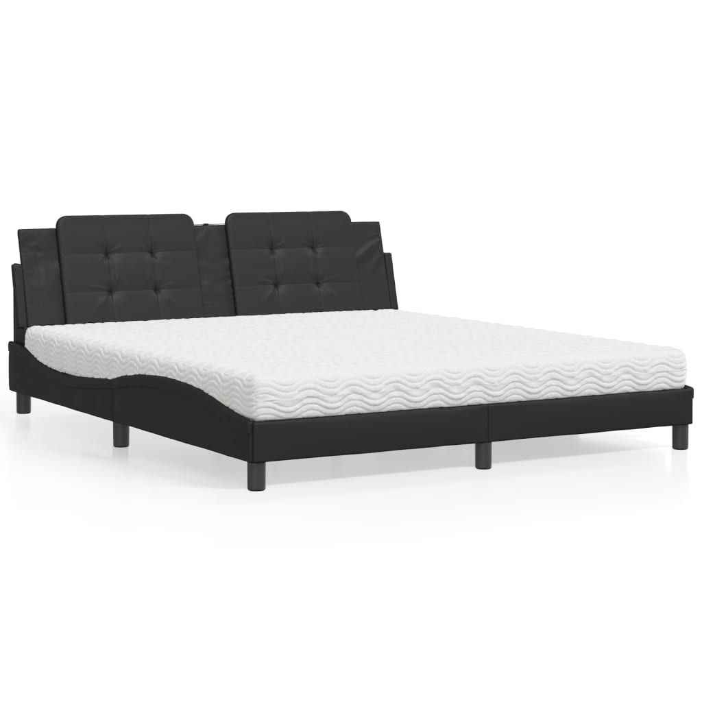 Cama Con Colchón Cuero Sintético