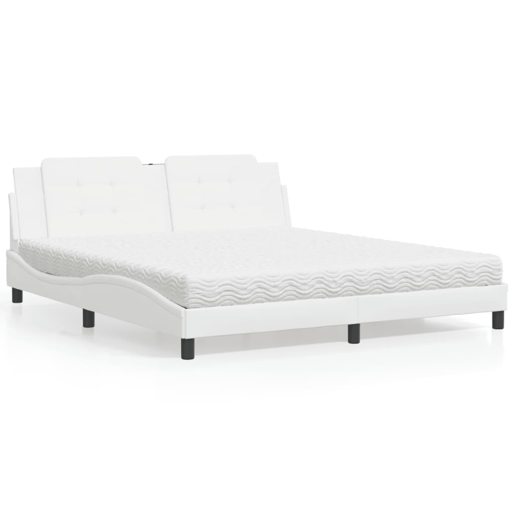 Cama Con Colchón Cuero Sintético