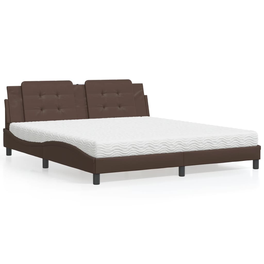 Cama Con Colchón Cuero Sintético