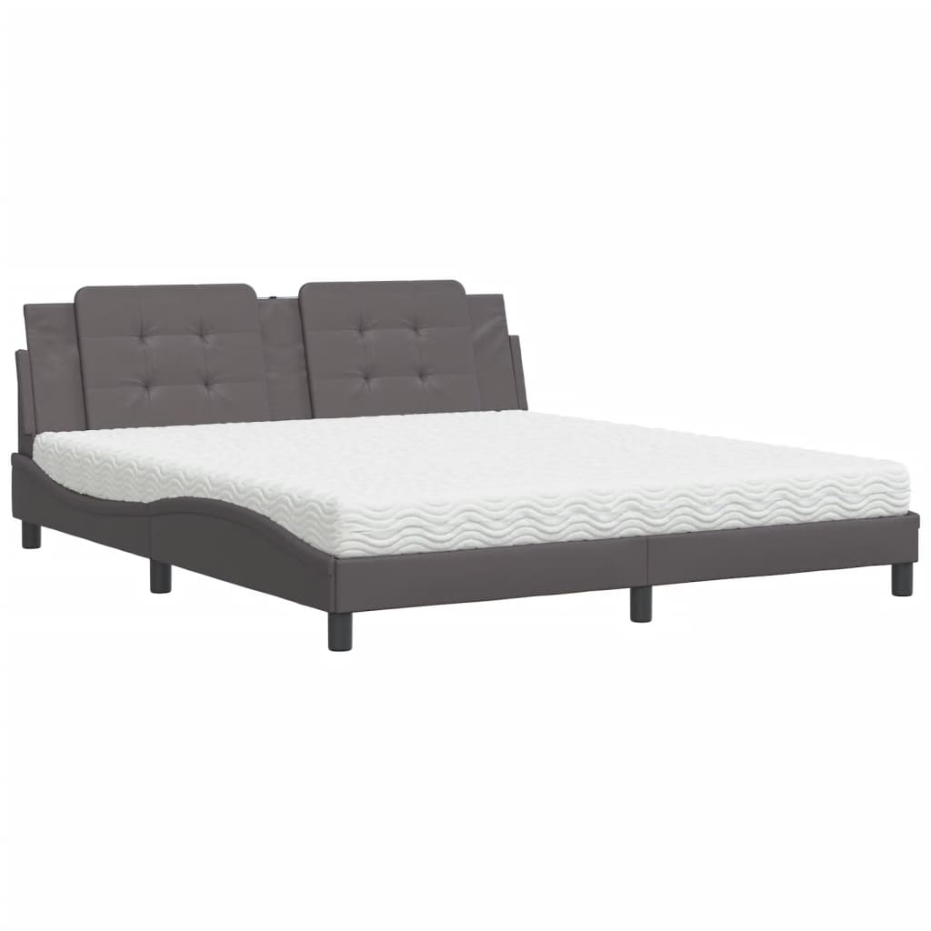 Cama Con Colchón Cuero Sintético