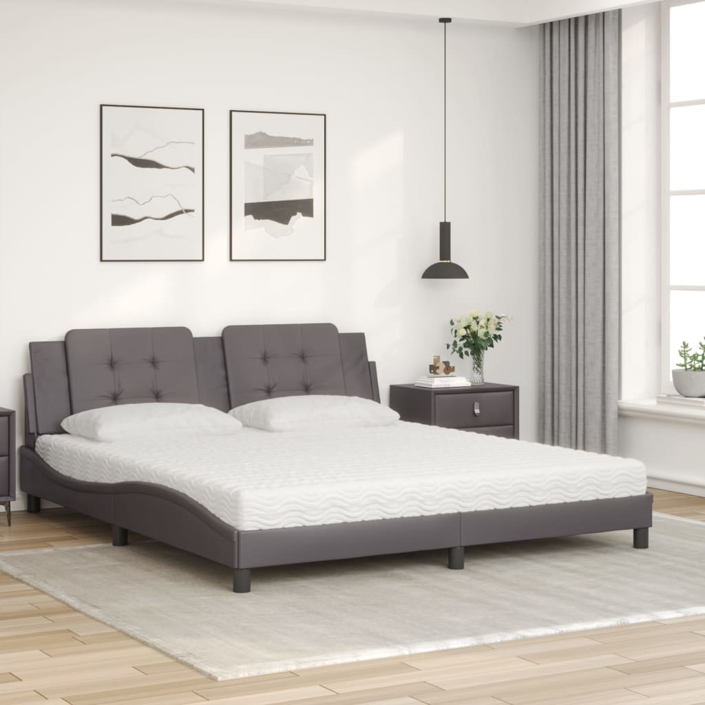 Cama Con Colchón Cuero Sintético