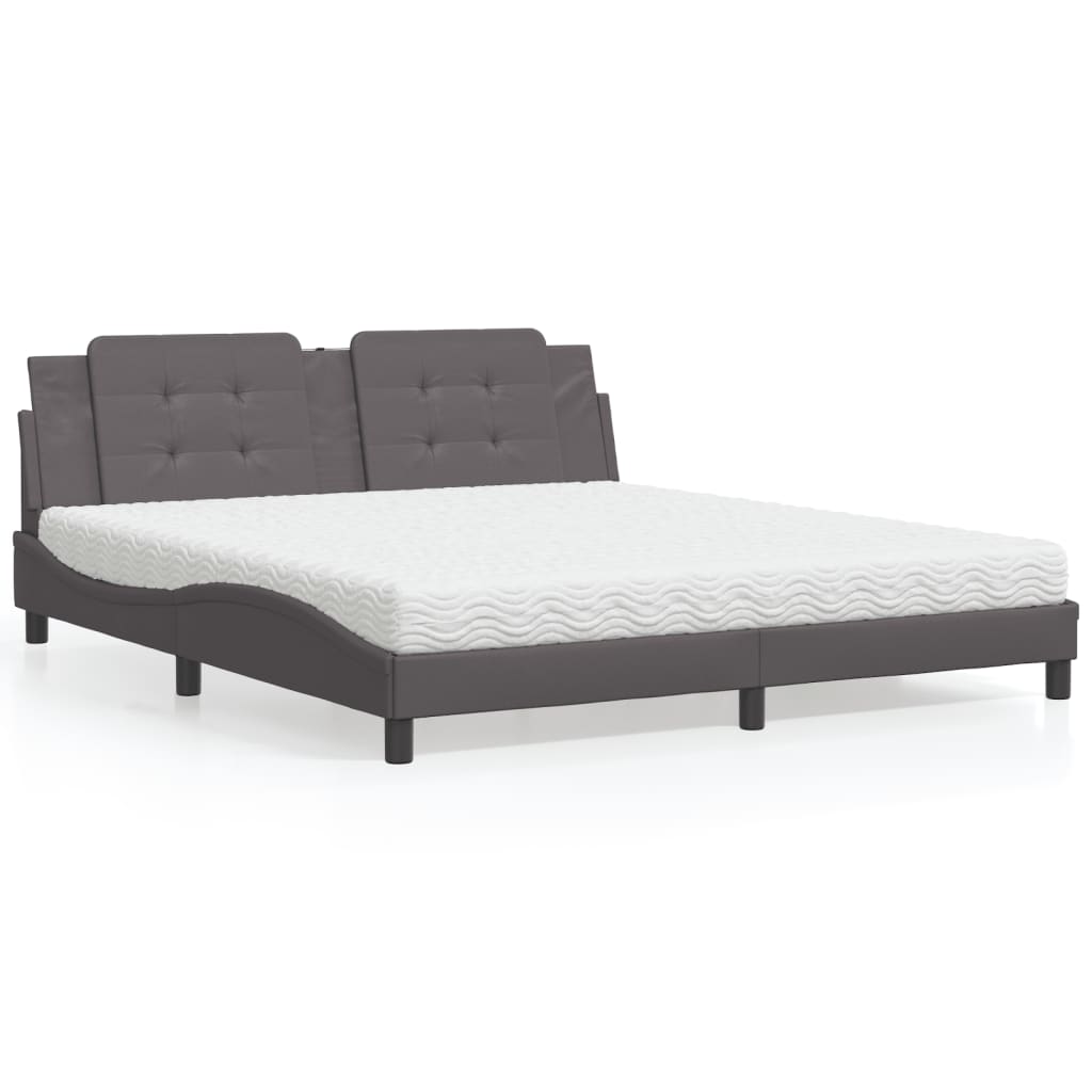 Cama Con Colchón Cuero Sintético