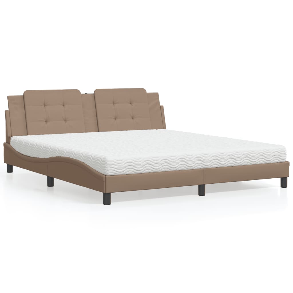 Cama Con Colchón Cuero Sintético