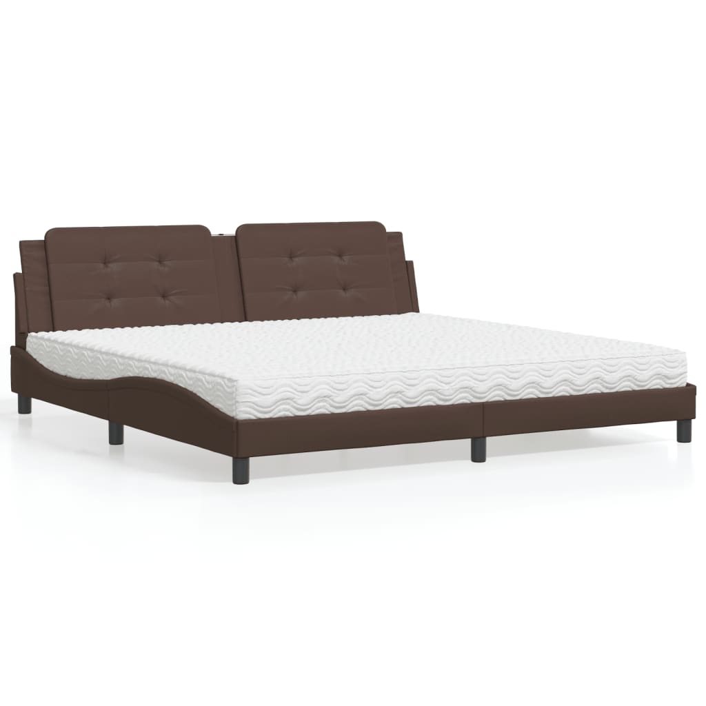 Cama Con Colchón Cuero Sintético