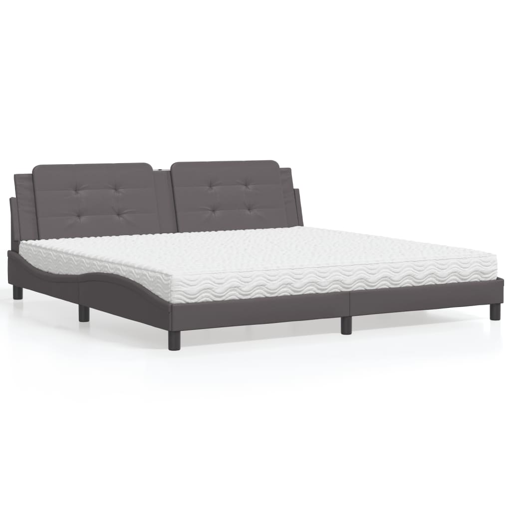 Cama Con Colchón Cuero Sintético