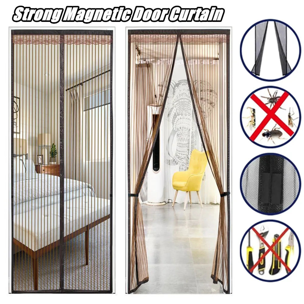 Reinforced Magnetic Screen Door Curtain Net anti Insect Mesh Fly Screen Mosquito Protection Net Room Divider Folding Screen Wall