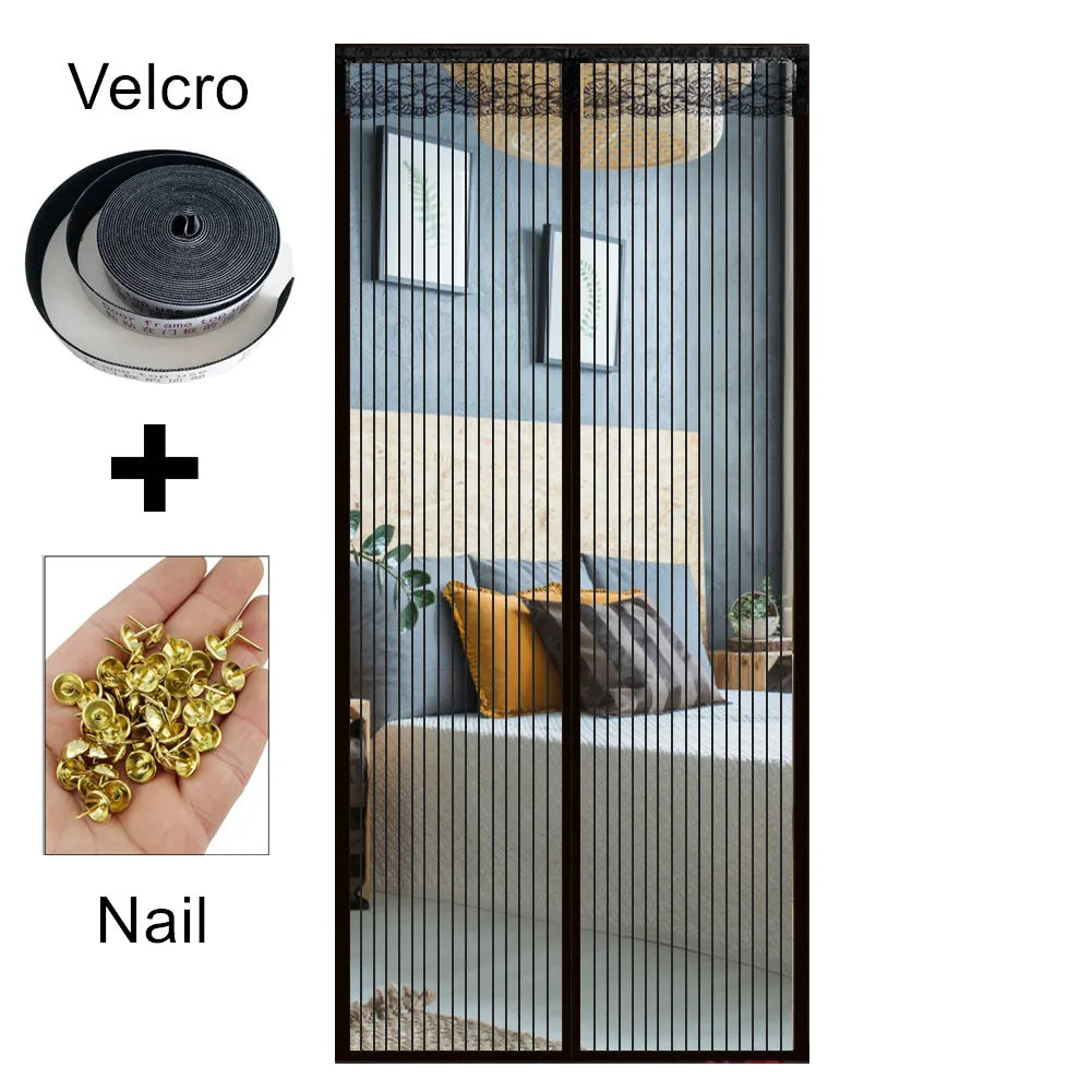 Reinforced Magnetic Screen Door Curtain Net anti Insect Mesh Fly Screen Mosquito Protection Net Room Divider Folding Screen Wall